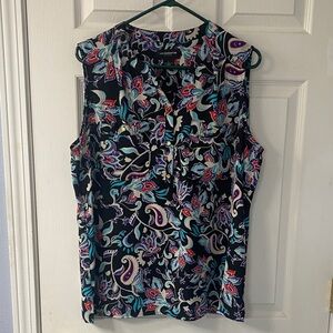 Liz Claiborne Black and Multicolor Paisley Blouse